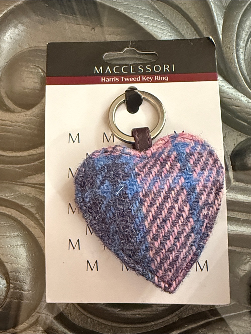 Maccessori Harris Tweed Heart Key Ring - Pink & Blue